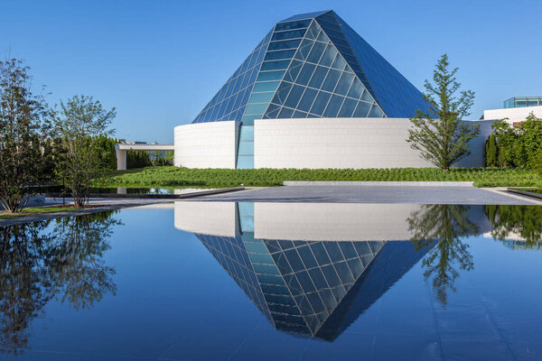 TORONTO, CANADA- JUNE 7, 2017: The glass roof of the prayer hall in Ismaili Centre in Toronto, the sixth in the world, the Centre represents the permanent presence of the Ismaili Muslim community