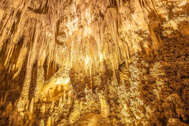 Güney New Mexico 'nun Chihuahuan Çölü' ndeki Carlsbad Mağaraları Ulusal Parkı 'ndaki mağaralara bakın. Kireçtaşı mağaraları, kaya oluşumları ve yürüyüş yollarıyla tanınan ulusal park..