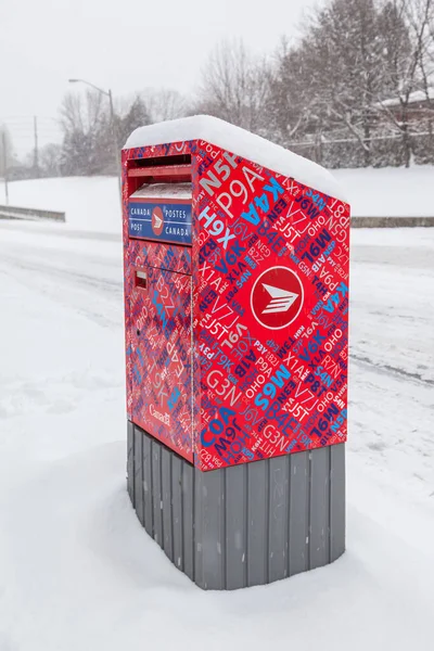 Toronto Canada February 2017 Red Canada Post Mailbox Snow — Stock Photo, Image