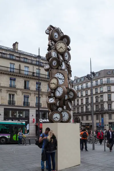 Paris Francja Maj 2016 Rzeźba Artystyczna Dworcu Saint Lazare Paryżu — Zdjęcie stockowe
