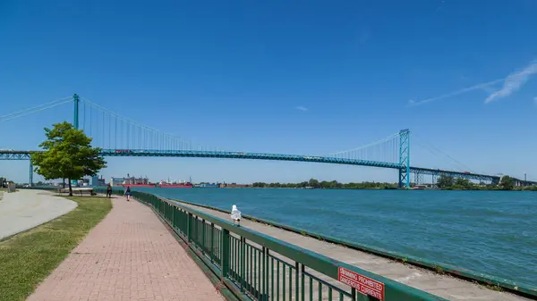 Ambassador Bridge Windsor Ontario Detroit Michigan — Stock Photo, Image