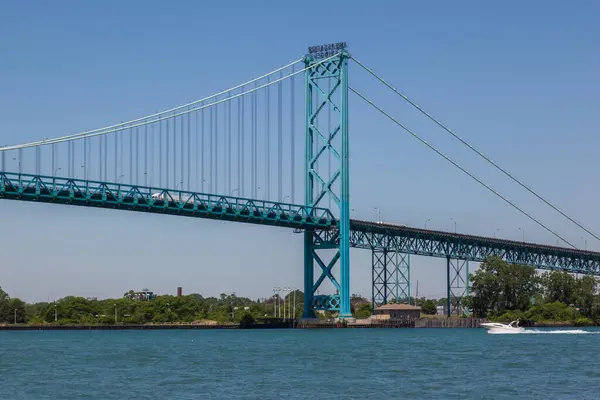 Ambassador Bridge Zwischen Windsor Ontario Und Detroit Michigan — Stockfoto
