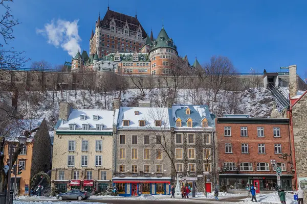 Quebec City Canada Şubat 2016 Kışın Şato Frontenac Kalesi Manzarası — Stok fotoğraf