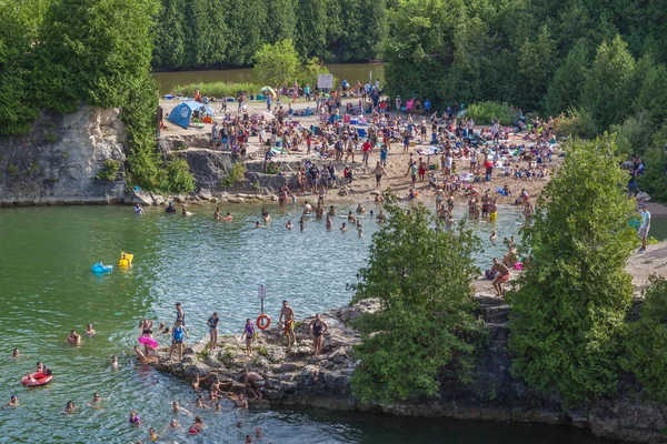 Elora Ontario Canada July 2016 People Swimming Elora Quarry Conservation — Stock Photo, Image