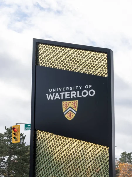 Waterloo Canada October 2020 University Waterloo Pylon Sign Seen Main — Stock Photo, Image