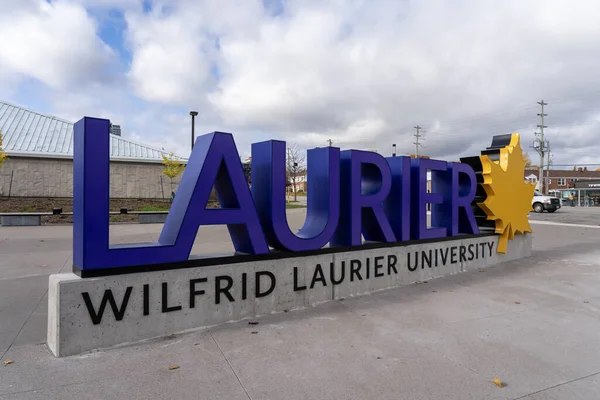 Wilfrid Laurier University Ground Sign Campus Waterloo Ontario Canada October — Stock Photo, Image