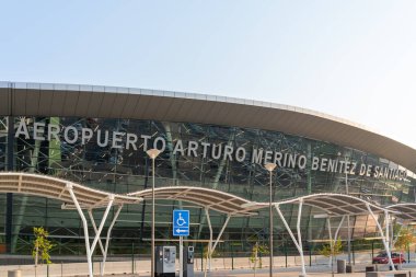 Arturo Merino Bentez International Airport in Pudahuel, Santiago, Chile - February 12, 2023. Arturo Merino Benitez Airport is Chile's largest aviation facility and busiest international airport. clipart