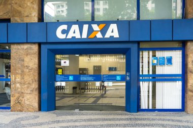 Rio de Janeiro, Brezilya 'da bir Caixa banka şubesi, 12 Ocak 2023. Caixa Brezilya 'nın en büyük ikinci bankası..