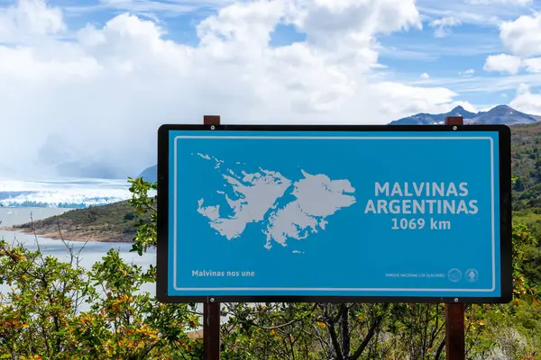 Санта Крус Аргентина Февраля 2023 Года Мальвинас Аргентина Знак Показывающий — стоковое фото