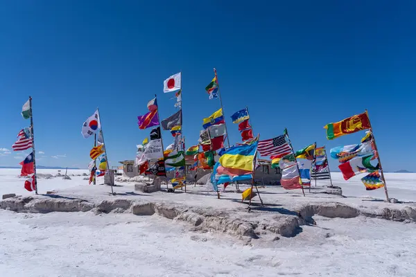 Countries Flags Snowy Mountain Peak — Stock Photo, Image