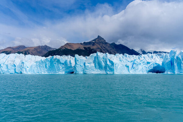 A large iceberg floating on the water near Upsala glacier, Santa Cruz Province, Argentina.