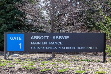 Abbott Park, Illinois, ABD - 27 Mart 2022: Abbvie işareti Abbott Park, IL, ABD 'de gösterilmiştir. AbbVie halka açık bir biyofarmasötik şirketidir..