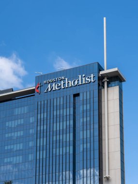 Houston, Teksas, ABD - 9 Mart 2022 Houston Metodist Hastanesi, Teksas, ABD, Houston Metodist Akademik Tıp Merkezi 'nin ana gemi dörtlü bakım hastanesi.