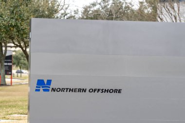 Houston, Texas, USA - March 6, 2022: Northern Offshore s sign at its office in Houston, Texas, USA. Northern Offshore, Ltd. is a provider of contract drilling equipment and operating services. clipart