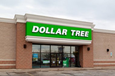 Lansing, Michigan, ABD - 30 Mart 2022: Bir Dolar Ağacı mağazası. Dolar Ağacı, Amerika 'nın çok fiyatlı indirimli mağaza zinciri..