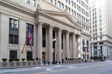 Chicago, Illinois, ABD - 28 Mart 2022: Chicago Federal Rezerv Bankası Illinois, ABD gösterilmektedir. Chicago Federal Rezerv Bankası 12 bölgesel Rezerv Bankasından biridir..