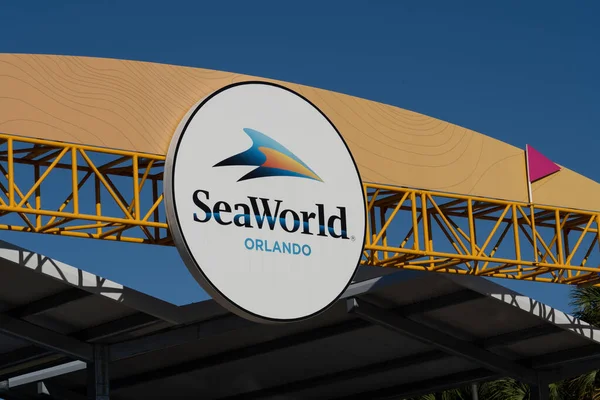 Orlando Usa Ledna 2022 Značka Seaworld Vchodu Orlanda Usa Seaworld — Stock fotografie