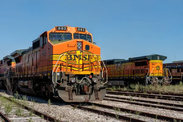 Galveston Texas Eua Março 2022 Muitas Locomotivas Armazenadas Uma Ferrovia — Fotografia de Stock