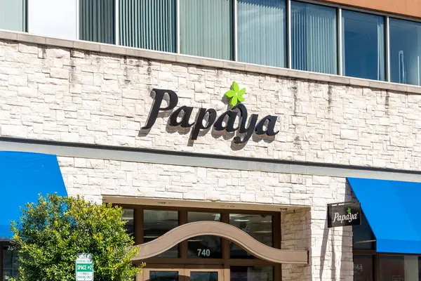 Pearland Texas Usa February 2022 Papaya Store Sign Wall Entrance — Stock Photo, Image