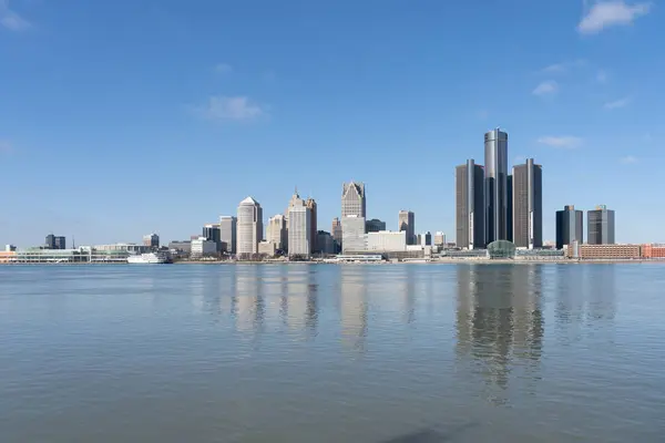 Windsor Ontario Canada December 2021 Zicht Skyline Van Detroit Michigan — Stockfoto