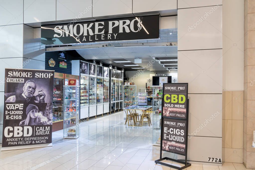 Orlando, Florida, USA - January 27, 2022: Smoke Pro Gallery store at a shopping mall in Orlando, Florida, USA. Smoke Pro Gallery is a Smoke shop.