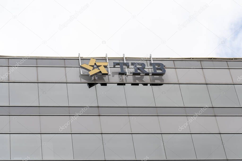 Houston, Texas, USA - March 6, 2022: TRB (Texas Regional Bank)s sign on the building at its office in Houston, Texas, USA. Texas Regional Bank is an American privately owned institution.
