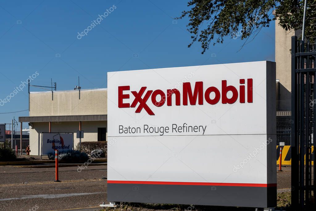 Baton Rouge, Louisiana, USA - February 13, 2022: ExxonMobil Baton Rouge Refinery facility in Baton Rouge, Louisiana, USA. ExxonMobil, is an American multinational oil and gas corporation.