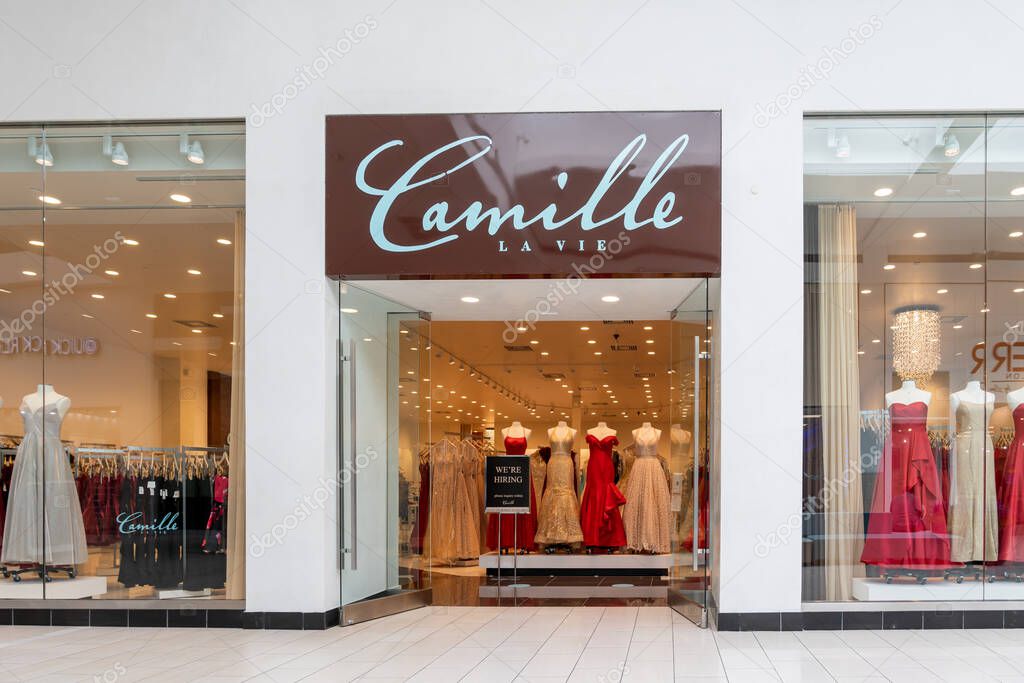 Orlando, Florida, USA - January 27, 2022: A Camille La Vie store at a shopping mall in Orlando, Florida, USA. Camille La Vie is a major shopping destination for prom, homecoming and wedding dresses.