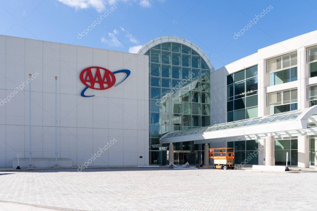 Lake Mary, FL, USA - January 17, 2022: AAA headquarters in Lake Mary, FL, USA. AAA (American Automobile Association) is a federation of motor clubs.
