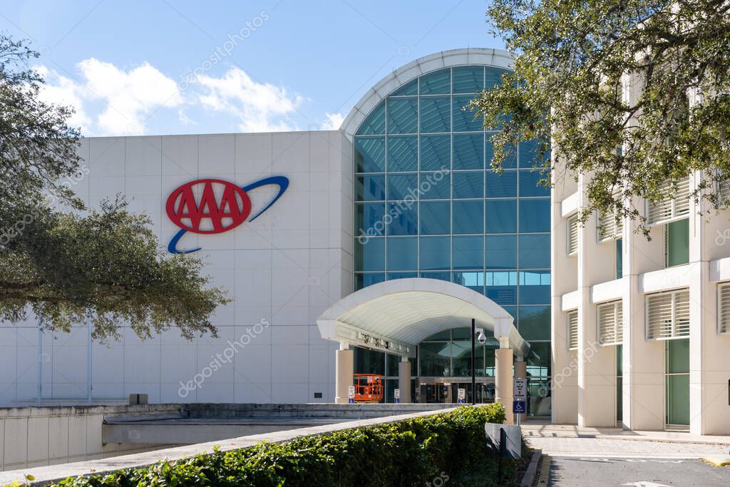 Lake Mary, FL, USA - January 17, 2022: AAA headquarters in Lake Mary, FL, USA. AAA (American Automobile Association) is a federation of motor clubs.