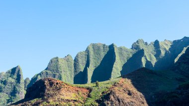 Na Pali Coast State Wilderness Park, Kauai, Hawaii, ABD. Npali Coast State Wilderness Park Hawaii 'deki Kauai Adası' nın kuzeybatısında yer almaktadır..