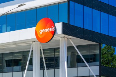 Auckland, Yeni Zelanda - 30 Ocak 2024: Auckland, NZ 'deki Genesis Genel Merkezi. Genesis, Yeni Zelanda 'da elektrik üretimi ve elektrik, doğal gaz ve LPG perakende şirketi..