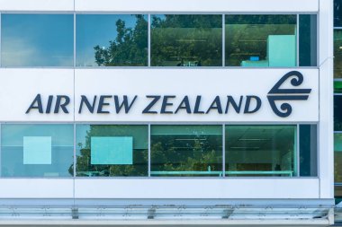 Auckland, Yeni Zelanda - 30 Ocak 2024 Auckland, Yeni Zelanda 'daki Air New Zealand şirketinin ofisi. Air New Zealand Limited, NZ 'nin bayrak taşıyıcısıdır..