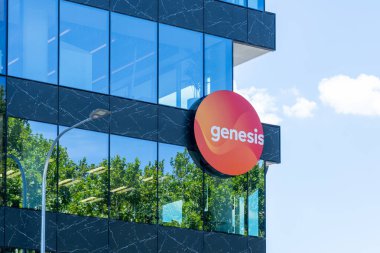 Auckland, Yeni Zelanda - 30 Ocak 2024: Auckland, NZ 'deki Genesis Genel Merkezi. Genesis, Yeni Zelanda 'da elektrik üretimi ve elektrik, doğal gaz ve LPG perakende şirketi..