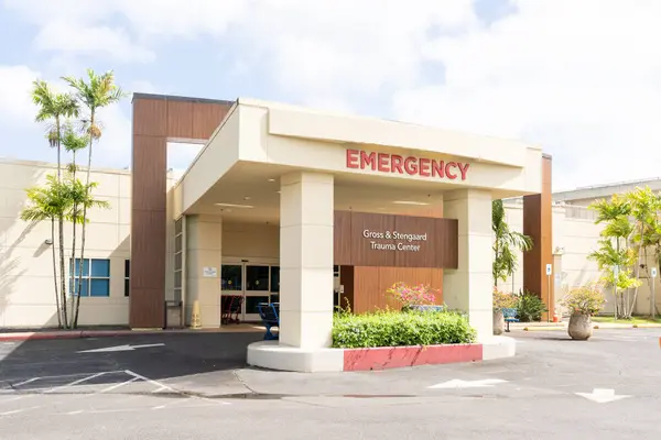 Kauai Hawai Usa January 2024 Entrance Emergency Department Wilcox Medical — Stock Photo, Image