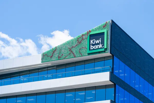 Auckland Nouvelle Zélande Janvier 2024 Signature Logo Kiwibank Sur Leur — Photo