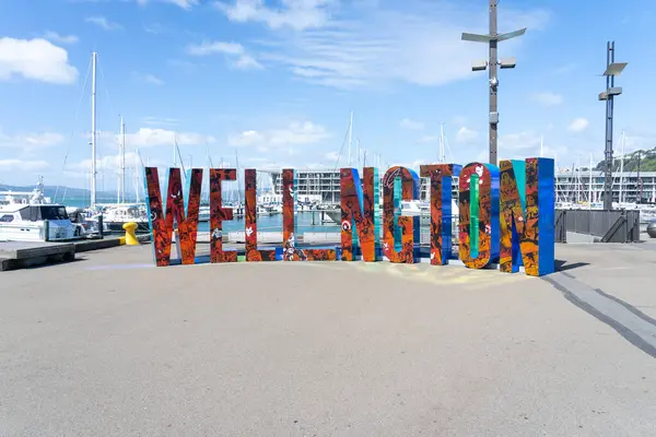 Веллингтон Новая Зеландия Февраля 2024 Года Скульптурный Знак Well Ngton — стоковое фото