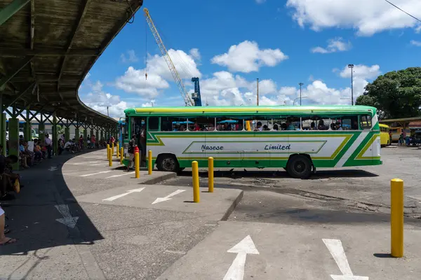 Сува Фиджи Февраля 2024 Года Занимательная Главная Автобусная Станция Рядом — стоковое фото