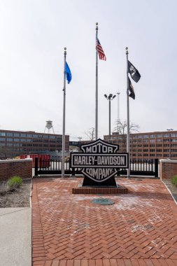 Harley Davidson 'ın merkezi Milwaukee, Wisconsin, ABD' de, 3 Mayıs 2023. Harley Davidson, Inc., Amerikalı motosiklet üreticisi..