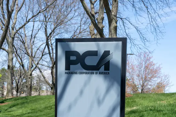 stock image The sign of Packaging Corporation of America (PCA) in Milwaukee, Wisconsin, USA - May 3, 2023. Packaging Corporation of America is an American manufacturing company.