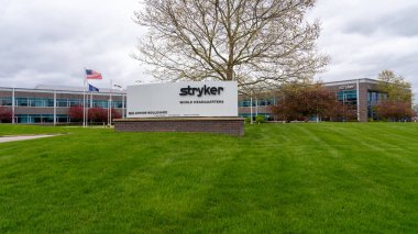 Stryker Dünya Merkezi Kalamazoo, MI, ABD, 2 Mayıs 2023. Stryker Corporation, Amerika Birleşik Devletleri 'nin çok uluslu tıp teknolojileri şirketidir..