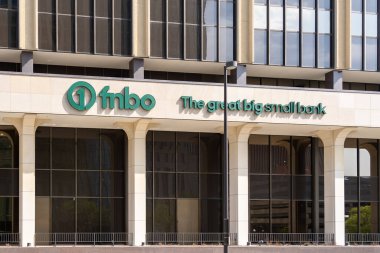 fnbo (First National Bank Omaha) logo sign at their headquarters in Omaha, Nebraska, USA, May 7, 2023. clipart