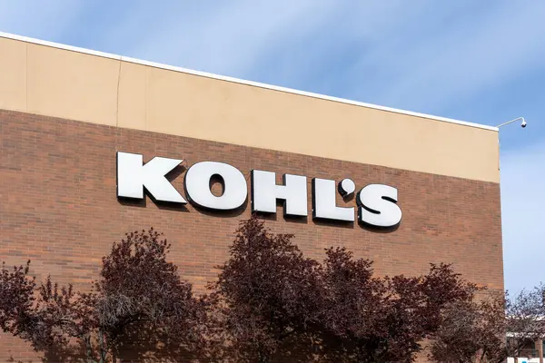 Close up of Kohl's store sign on the building in Salt Lake City, Utah, USA, may 12, 2023. Kohl's is an American department store retail chain.