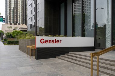 Los Angeles, Kaliforniya, ABD - 28 Mayıs 2023: Los Angeles, Kaliforniya, ABD 'deki Gensler ofisi. Gensler küresel bir tasarım ve mimarlık firması..