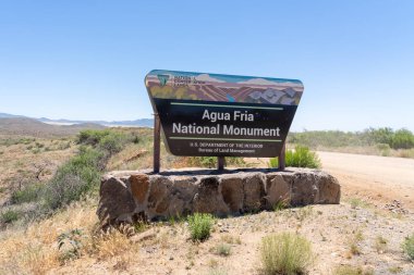 Arizona, ABD 'deki Agua Fria Ulusal Anıtı' nın giriş tabelası - 25 Mayıs 2023.