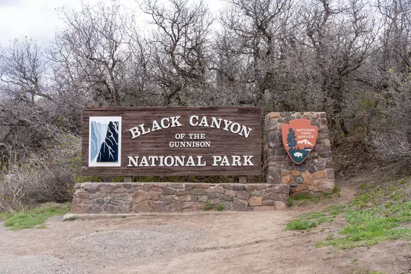 stock image The entrance sign for Black Canyon of the Gunnison National Park in western Colorado, United States.