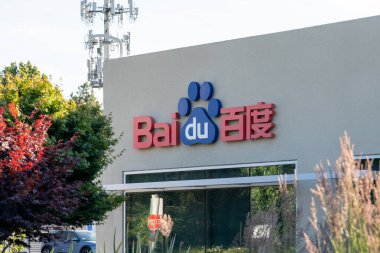 Baidu ABD 'nin Sunnyvale, CA, ABD' deki karargahı - 8 Haziran 2023. Baidu, internet hizmetleri, ürünler ve yapay zeka üzerine uzmanlaşmış bir Çin çokuluslu teknoloji şirketidir..