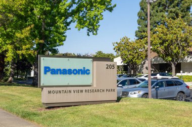 Silikon Vadisi, Mountain View, Kaliforniya, ABD 'de panasonik tabela 8 Haziran 2023. Panasonic Holding Corporation bir Japon çokuluslu elektronik şirketidir..