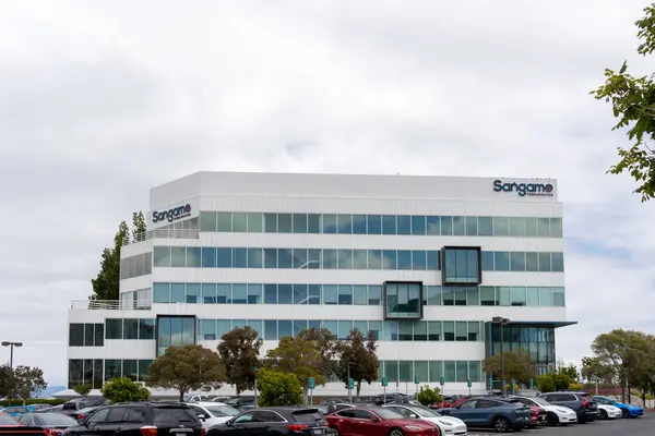 stock image Sangamo Therapeutics headquarters in Brisbane, California, USA - June 7, 2023. Sangamo Therapeutics, Inc. is an American biotechnology company.