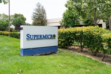 Supermicro ground sign in San Jose, California, USA - June 10, 2023. Super Micro Computer, Inc., dba Supermicro, is an information technology company. clipart